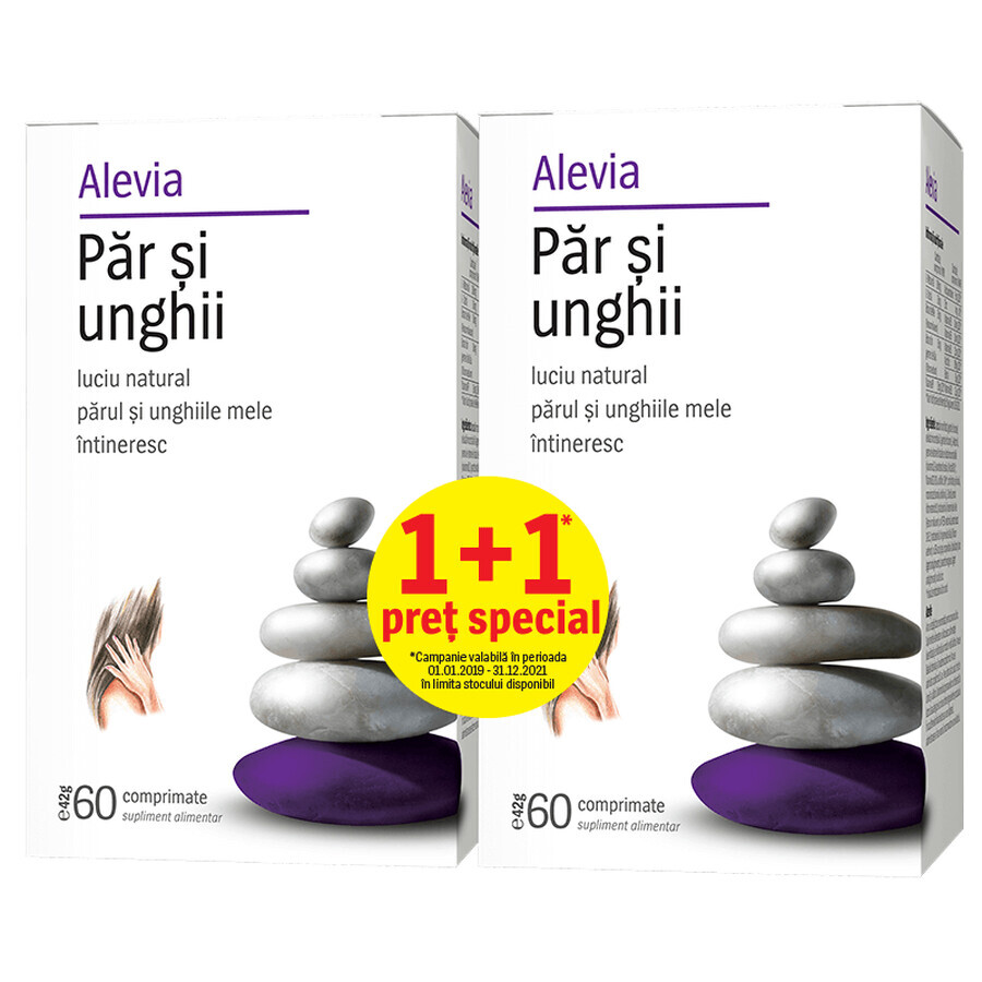 Păr și unghii, 60 comprimate, Alevia (1+1 pret special)