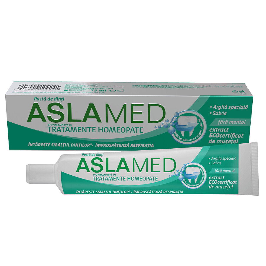 Pasta de dinti recomandata în tratamente homeopate AslaMed, 75 ml, Farmec recenzii
