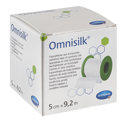 Hypoallergenes Pflaster auf Seidenunterlage mit gezackten Rändern Omnisilk (900420) , 5cmx9.2m, Hartmann