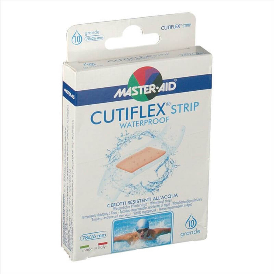 Cutiflex Strip Master-Aid parches impermeables, 78x26 mm, 10 piezas, Pietrasanta Pharma