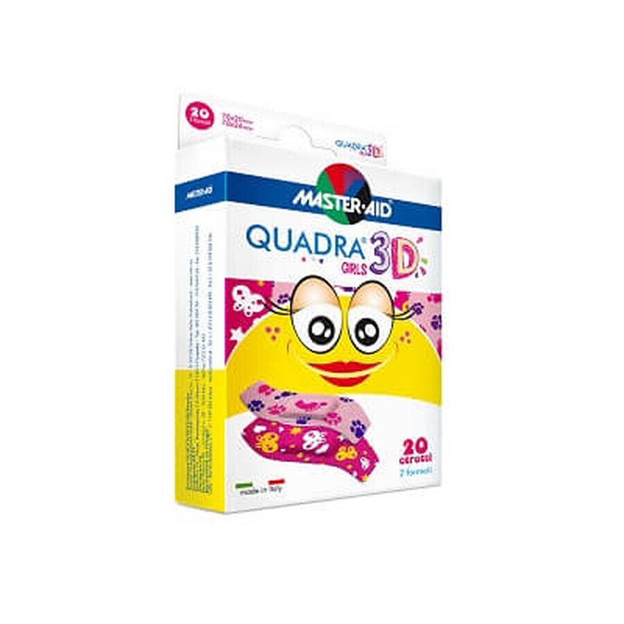 Quadra 3D Girls Master-Aid Baby-Pflaster, 20 Stück, Pietrasanta Pharma