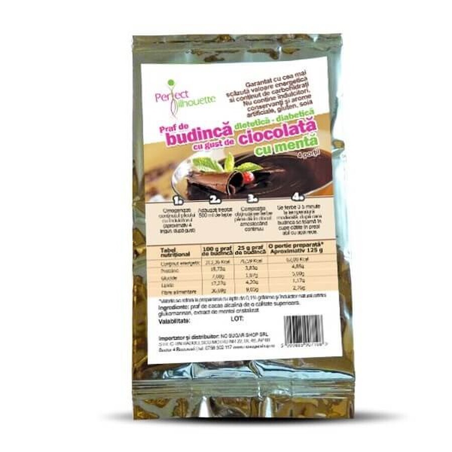 Praf de budinca dietetica-diabetica cu gust de ciocolata cu menta Perfect Silhouette, 50 g, NoCarb Noodle