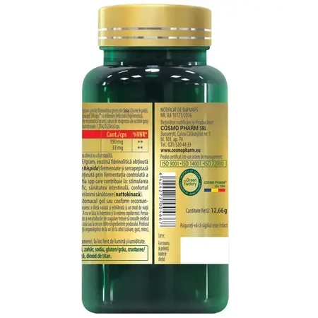 Premium Nattokinaza Serrapeptaza, 30 capsule vegetale, Cosmopharm