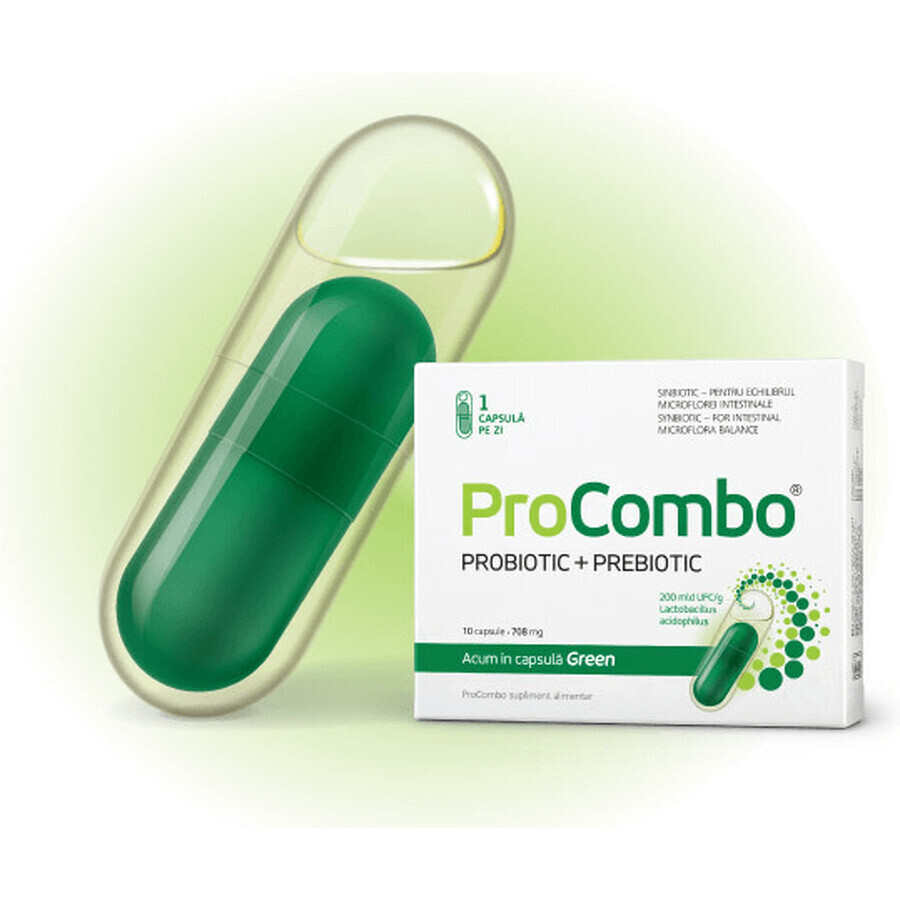 ProCombo probiotic + prebiotic pentru echilibrul florei intestinale, 10 capsule, Vitaslim recenzii