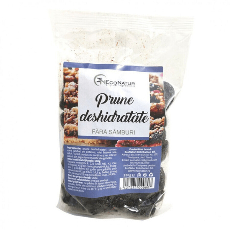 Prune uscate fara samburi, 250 g, Econatur