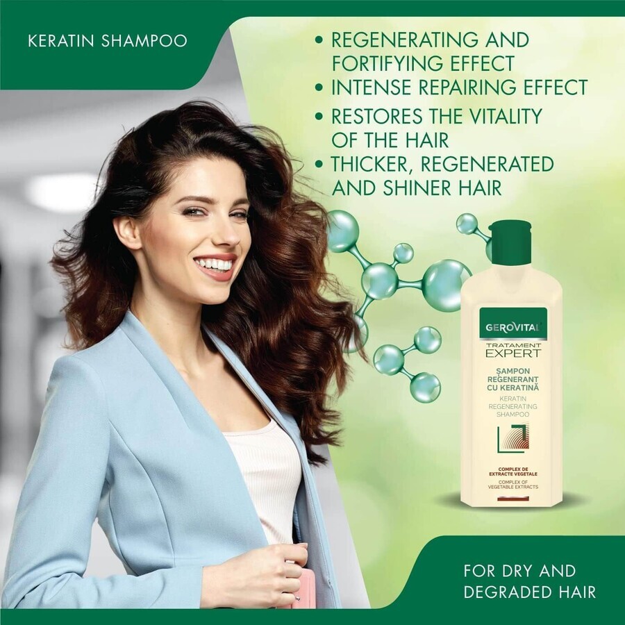 Regenerating shampoo with keratin Gerovital Expert Treatment, 250 ml, Farmec