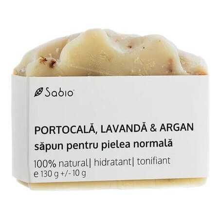 Săpun piele normală cu portocală, lavanda și argan, 130 g, Sabio