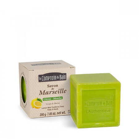 Sapun traditional de Marsilia cu parfum de Lamaie-Menta, 200 g, Le Comptoir du Bain