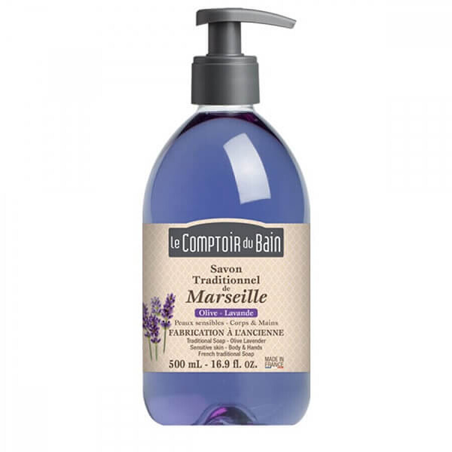 Traditional Marseille soap with Lavender-Maslin fragrance, 500 ml, Le Comptoir du Bain