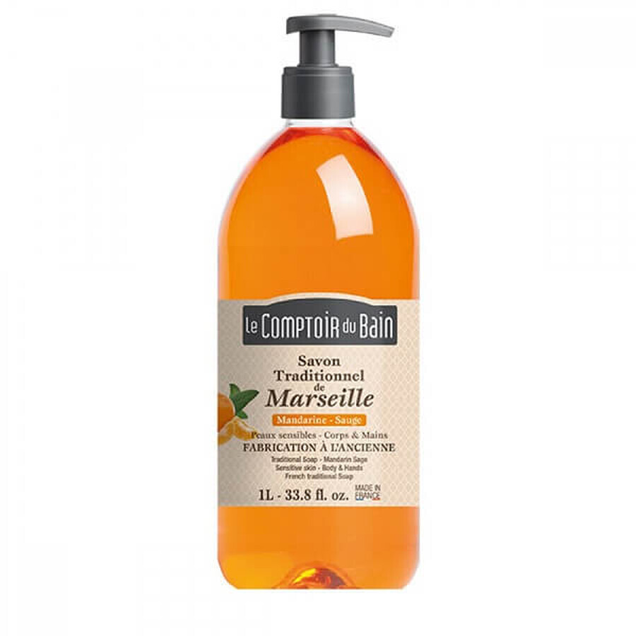 Traditionelle Marseiller Seife mit Mandarinen- und Salbeiduft, 1000 ml, Le Comptoir du Bain