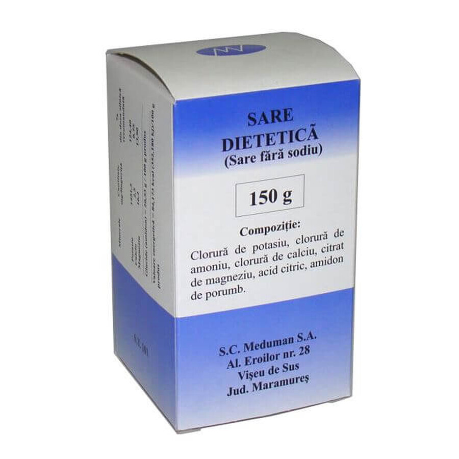 Sare dietetica (fara sodiu), 150 g, Meduman