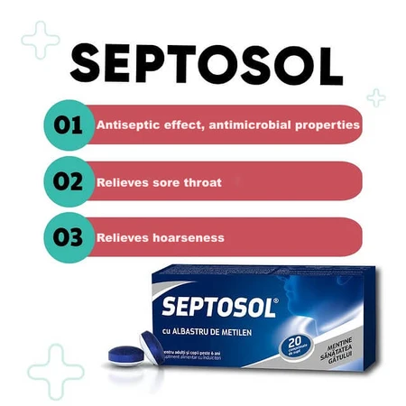Septosol con azul de metileno, 20 comprimidos, Biofarm