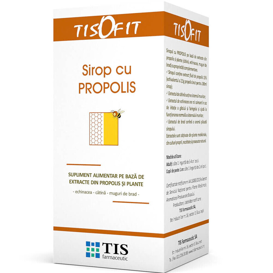 Sirop cu propolis, catina, muguri de brad Tisofit, 100 ml, Tis Farmaceutic