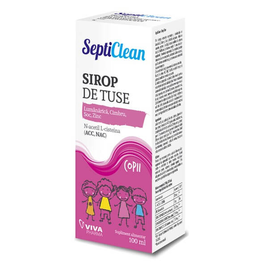 Sirop de tuse cu N-Acetil și L-Cisteină pentru copii, SeptiClean, 100 ml, Viva Pharma