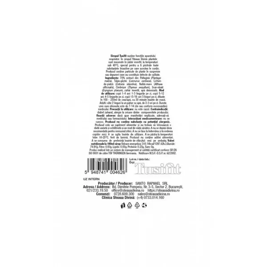 Sirop de tuse, Tusifit, 250 ml, Steaua Divină