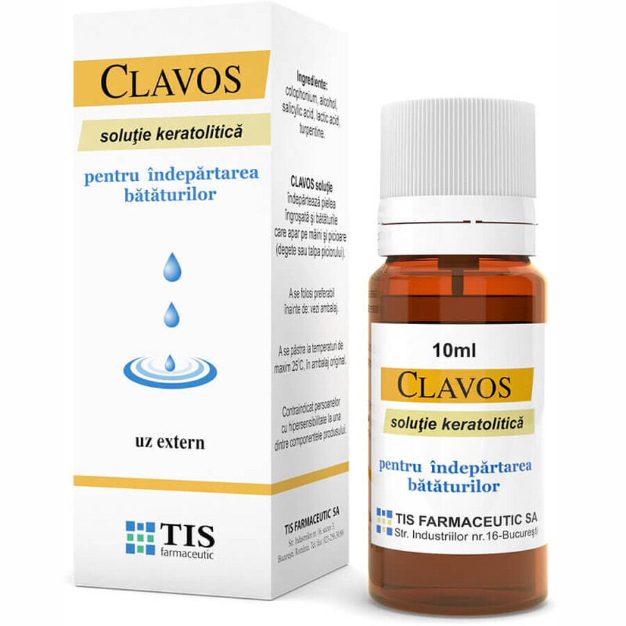 Clavos keratolytische Lösung zur Entfernung von Hornhaut, 10 ml, Tis Farmaceutic