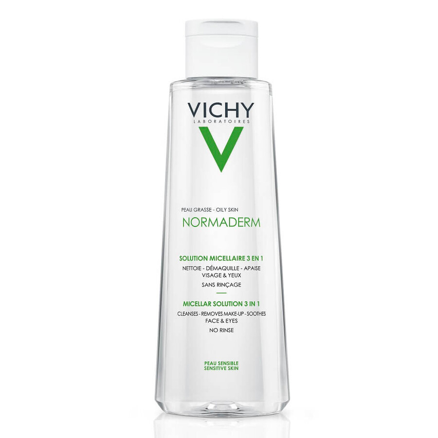 Vichy Normaderm 3-in-1 Reinigungs-Fluid für empfindliche Haut mit Unreinheiten, 200 ml