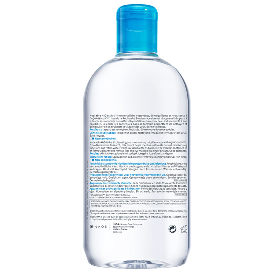 Bioderma Hydrabio H2O Moisturizing Micellar Solution, 500 ml