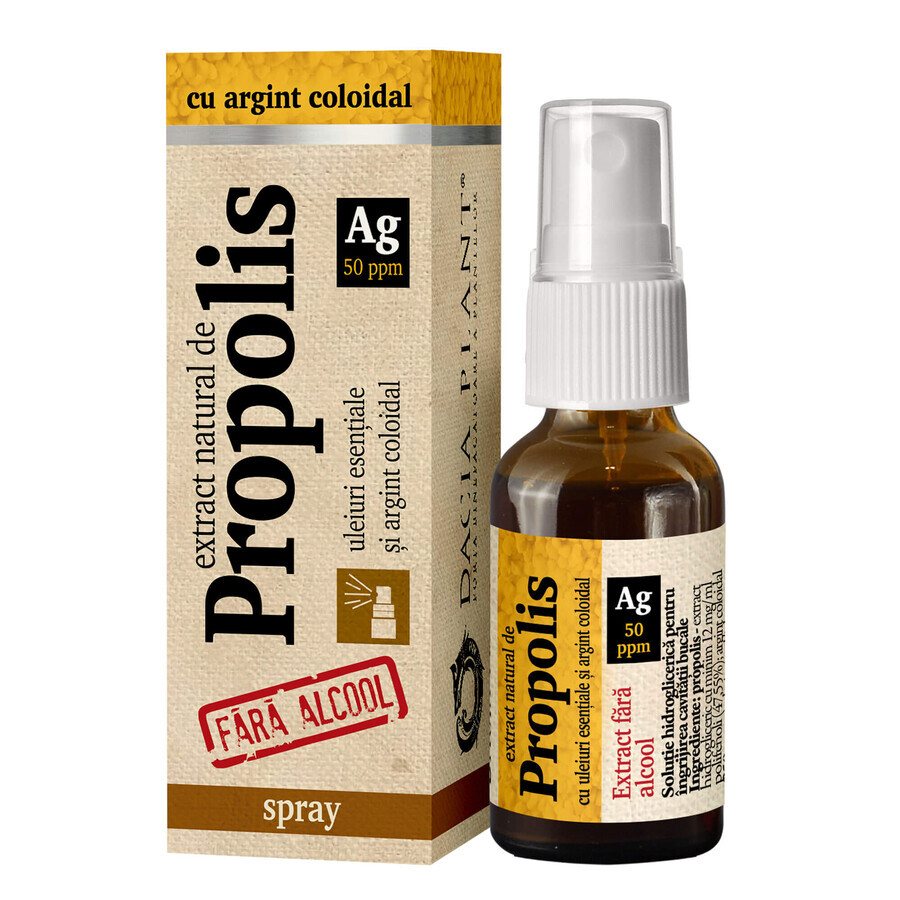 Spray cu extract natural de propolis cu argint coloidal, 20 ml, Dacia Plant recenzii