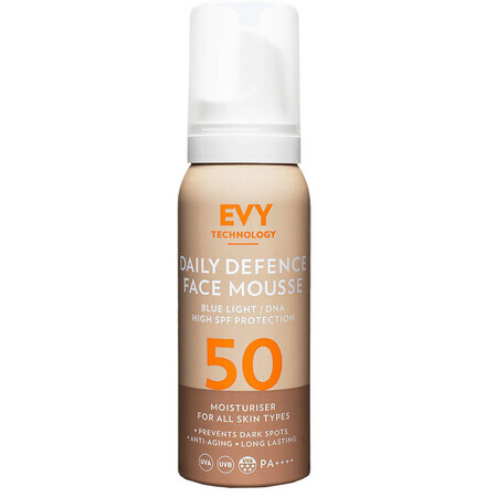 Daily Defence Unisex Gesichtsschaum SPF 50, 75 ml, Evy Technologie