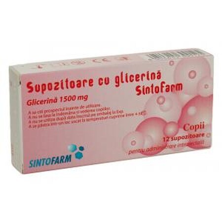 Glicerina supositorios para niños 1500 mg, 12 supositorios, Sintofarm