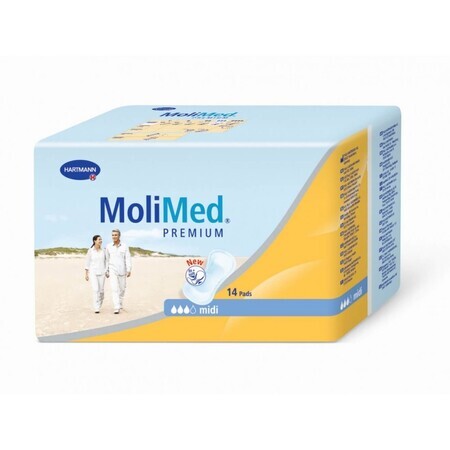 MoliMed Midi light incontinence pads, 3 drops, 14 pieces, Hartmann