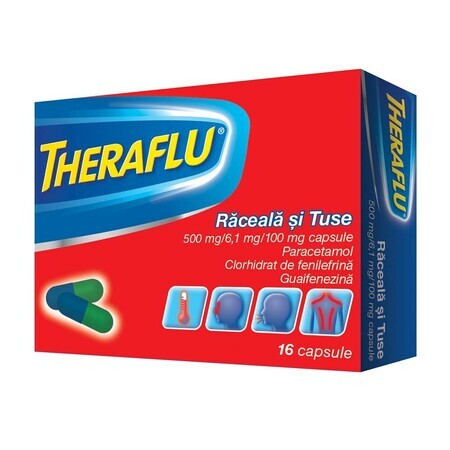 Theraflu Erkältung und Husten 500 mg/6,1 mg/100 mg, 16 Kapseln, Gsk