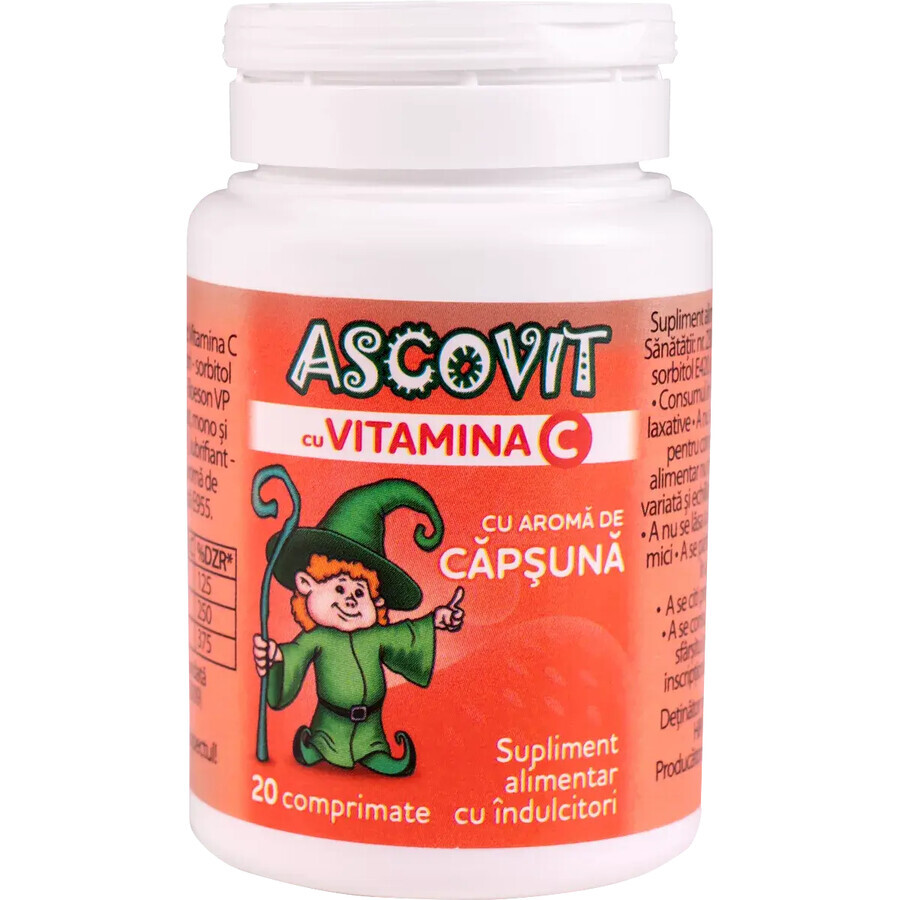 Ascovit mit Vitamin C Erdbeergeschmack, 20 Tabletten, Omega Pharm