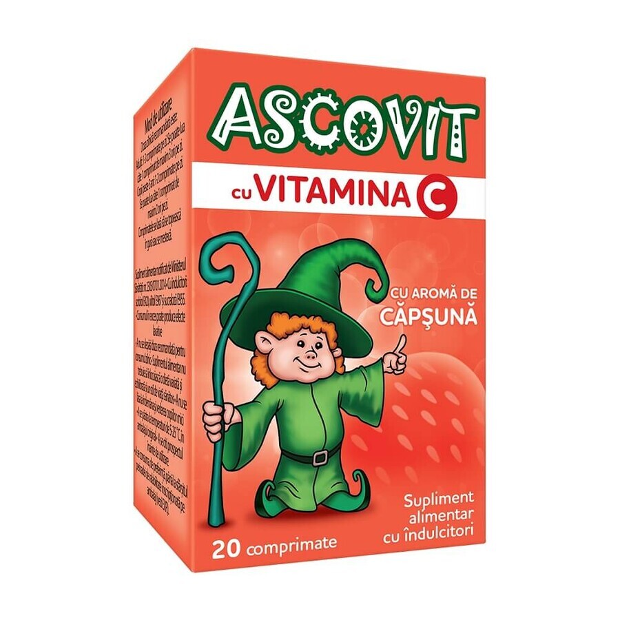 Ascovit mit Vitamin C Erdbeergeschmack, 20 Tabletten, Omega Pharm