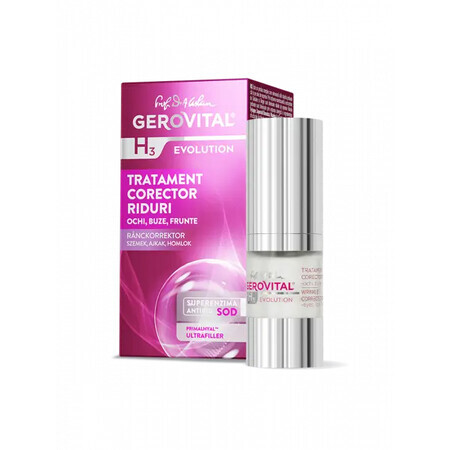 Trattamento Correttore Rughe – Occhi, Labbra, Fronte, Gerovital H3 Evolution, 15 ml, Farmec