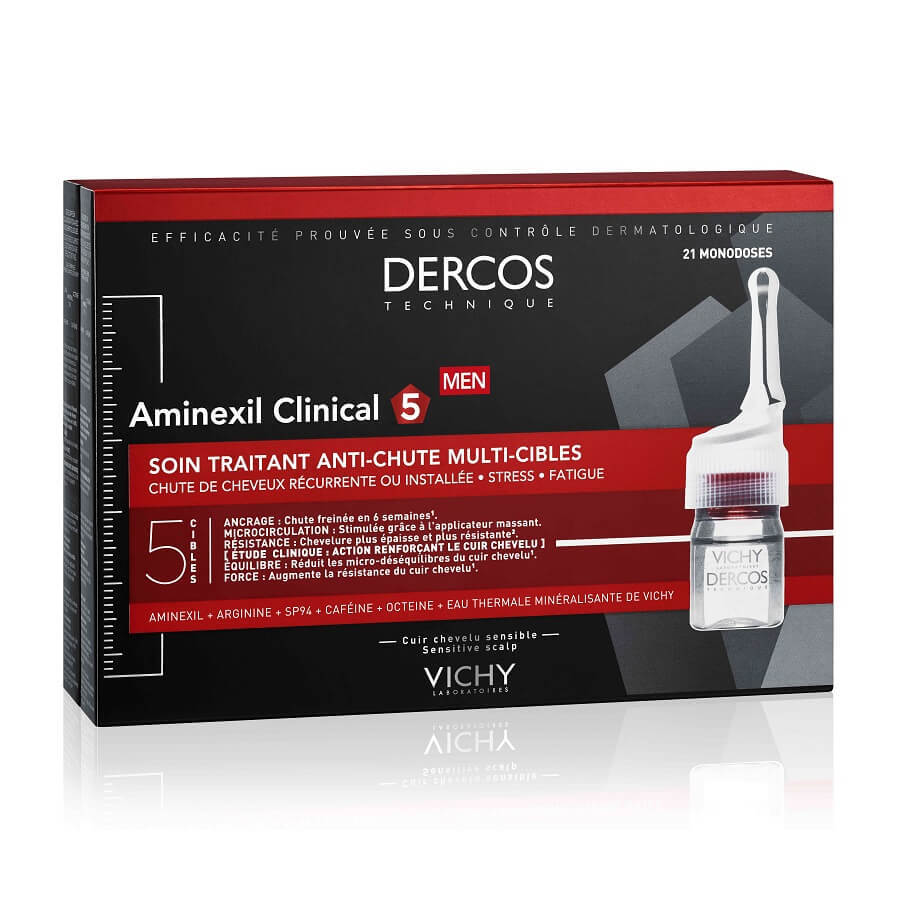 Vichy Aminexil Haarausfall Behandlung für Männer Dercos Clinical 5, 21 Fläschchen x 6 ml