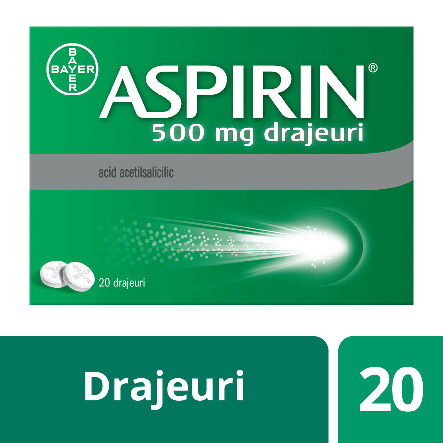 Aspirin 500 mg, 20 drajeuri, Bayer recenzii