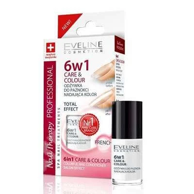 Professionelle Pflege og Farbe Nageltherapie 6ÎN1 – Französisch, 5 ml, Eveline Cosmetics