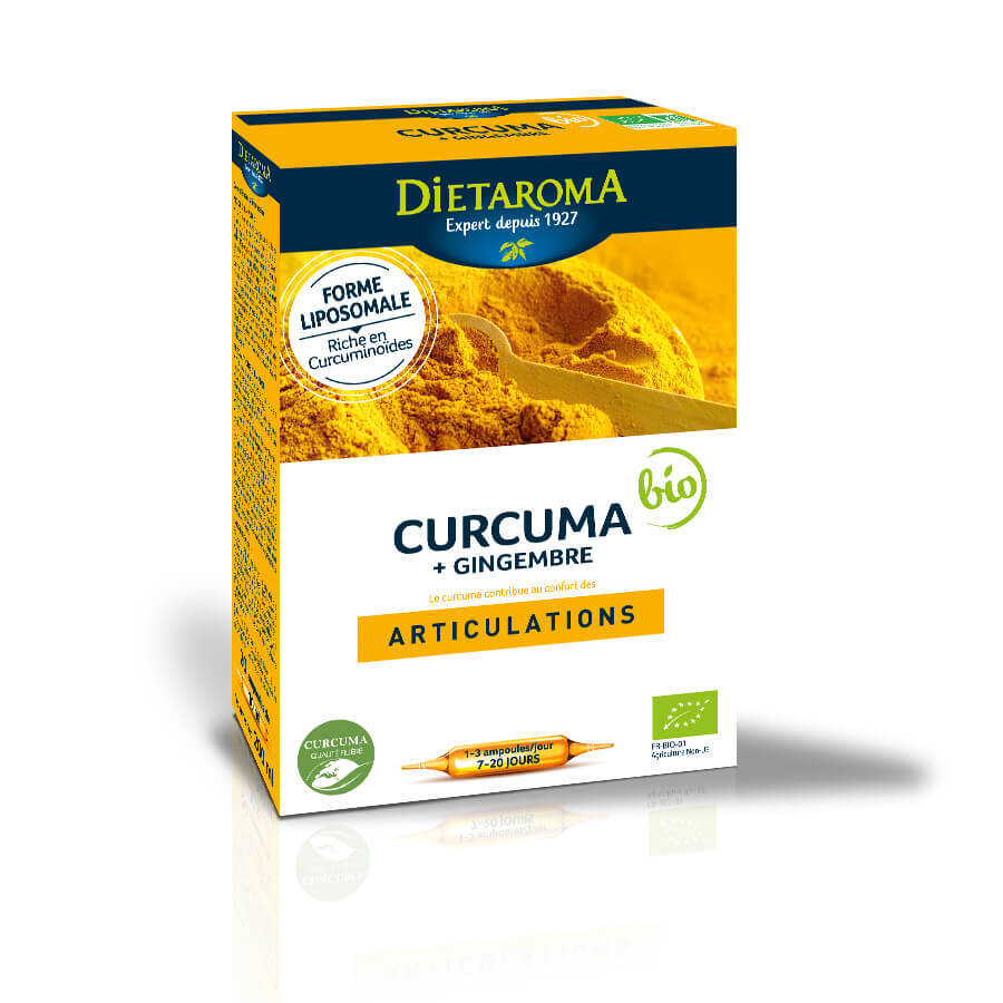 Turmeric si Ghimbir Bio, 20 fiole buvabile, Dietaroma