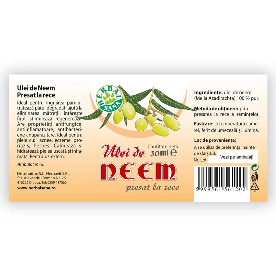 Huile de neem, 50 ml, Herbavit