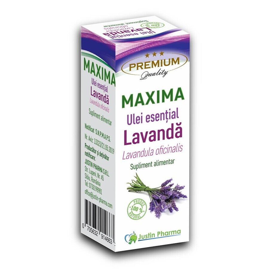 Ulei esential de Lavanda Maxima, 10 ml, Justin Pharma