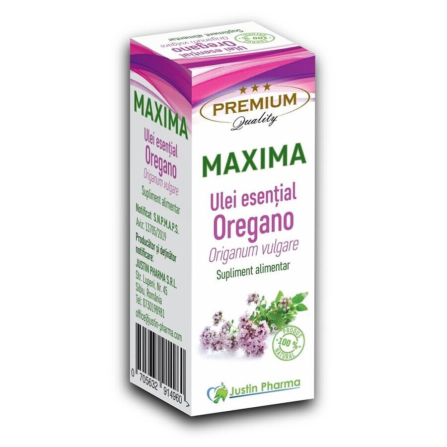 Ulei esential de Oregano Maxima, 10 ml, Justin Pharma