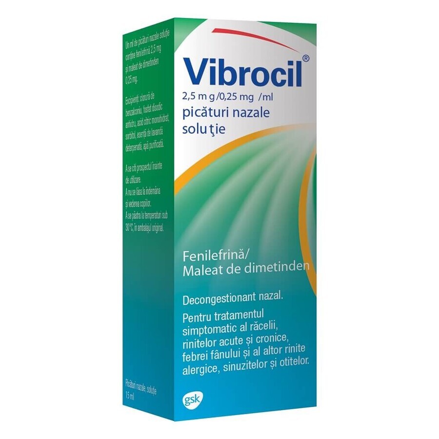 Vibrocil picături nazale, 15 ml, Gsk recenzii