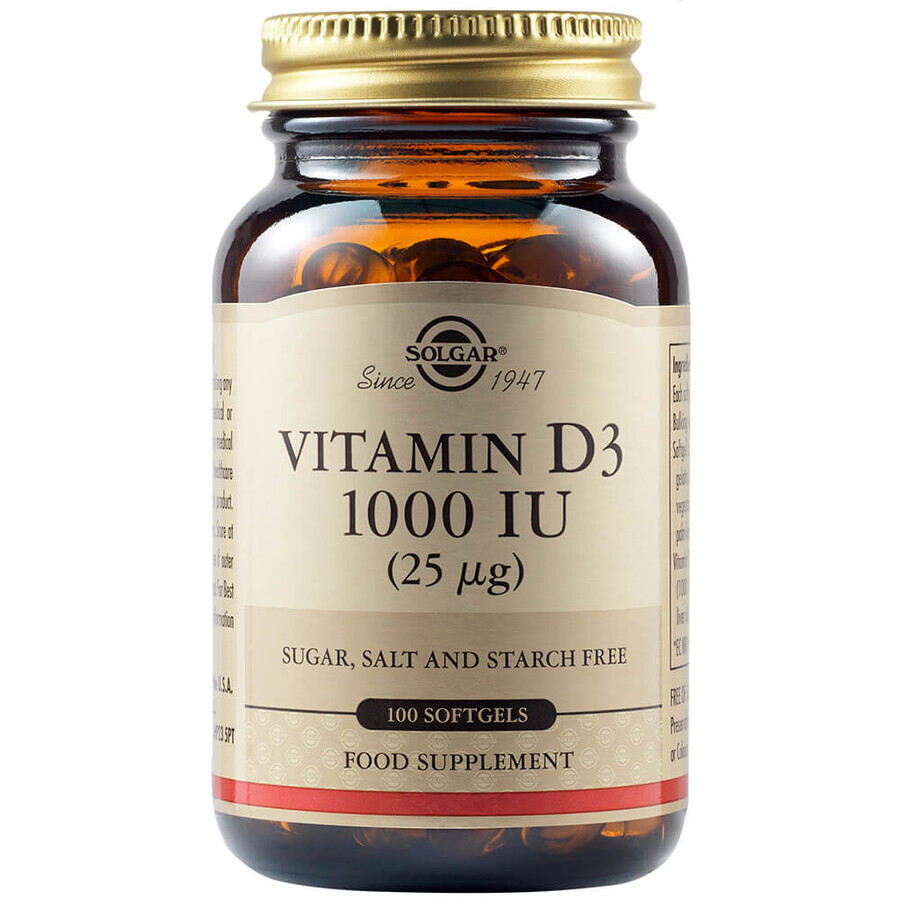 Vitamin D3 1000 IU 25 mcg, 100 Kapseln, Solgar Bewertungen