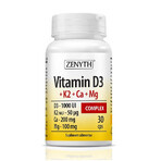 Vitamin D3+K2+Ca+Mg-Komplex, 30 Kapseln, Zenyth