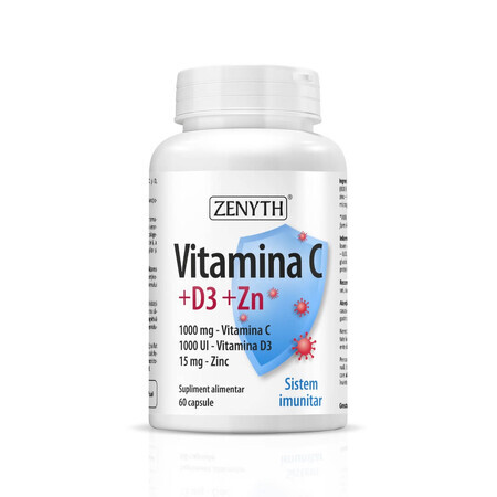 Vitamin C +D3 +Zn, 60 Kapseln, Zenyth