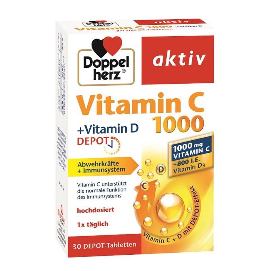 Vitamina C 1000 + Vitamina D, Depot, 30 comprimate, Doppelherz