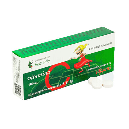 Vitamina C cu aromă de Căpșuni, 20 comprimate, Remedia