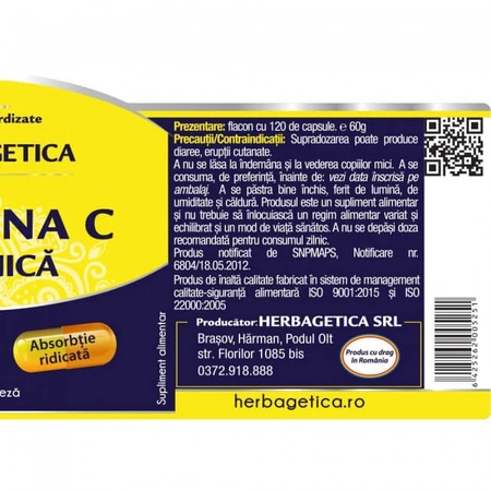 Bio Vitamin C, 120 Kapseln, Herbagetica