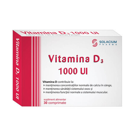 Vitamina D3 1000 UI, 30 comprimate, Solacium Pharma