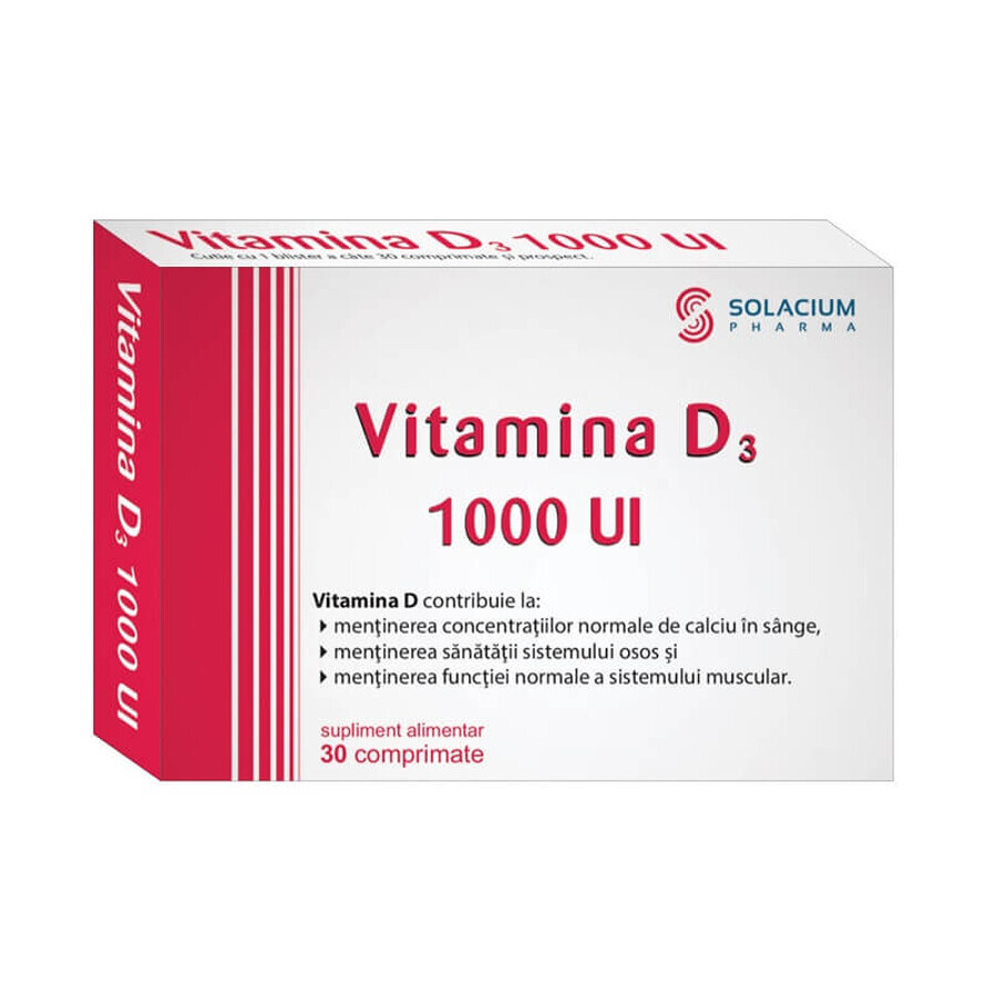 Vitamina D3 1000 UI, 30 comprimate, Solacium Pharma