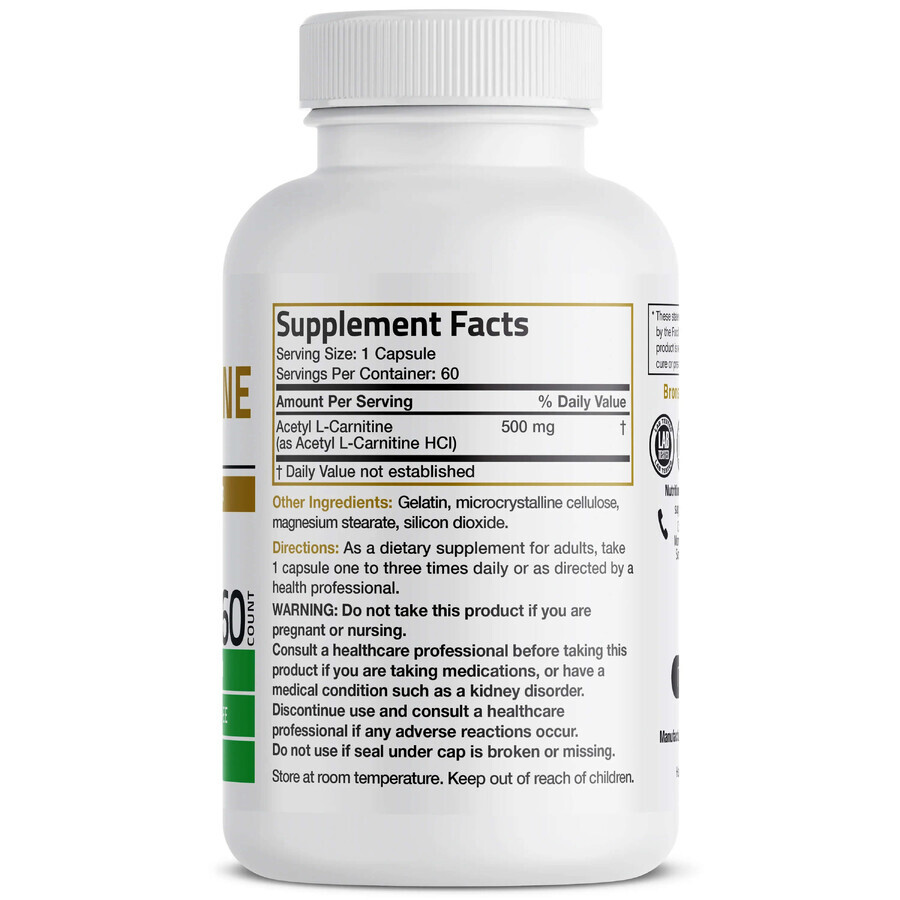 Acetyl L-Carnitin, 500 mg, 60 Kapseln, Bronson Laboratories