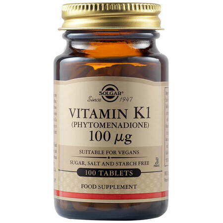 Vitamin K1 100 mcg, 100 Tabletten, Solgar
