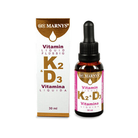 Vitamina K2 + D3 Lichidă (Mk7 + Colecalciferol), 30 ml, Marnys