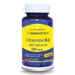 Natürliches Vitamin K2 MK7 120mcg, 60 Kapseln, Herbagetica